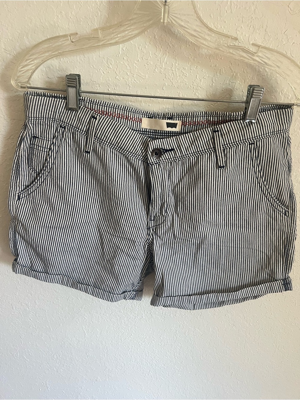 Levi's Women's Black & White Pinstripe Jean Shorts